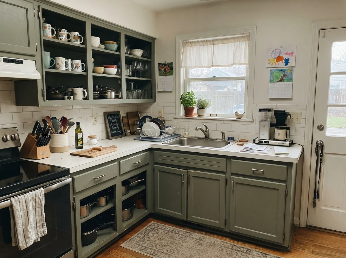 kitchen with Behr Sage Green