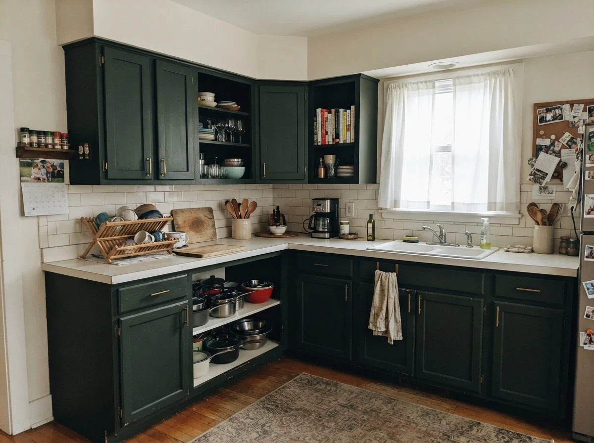 kitchen with Benjamin Moore Essex Green