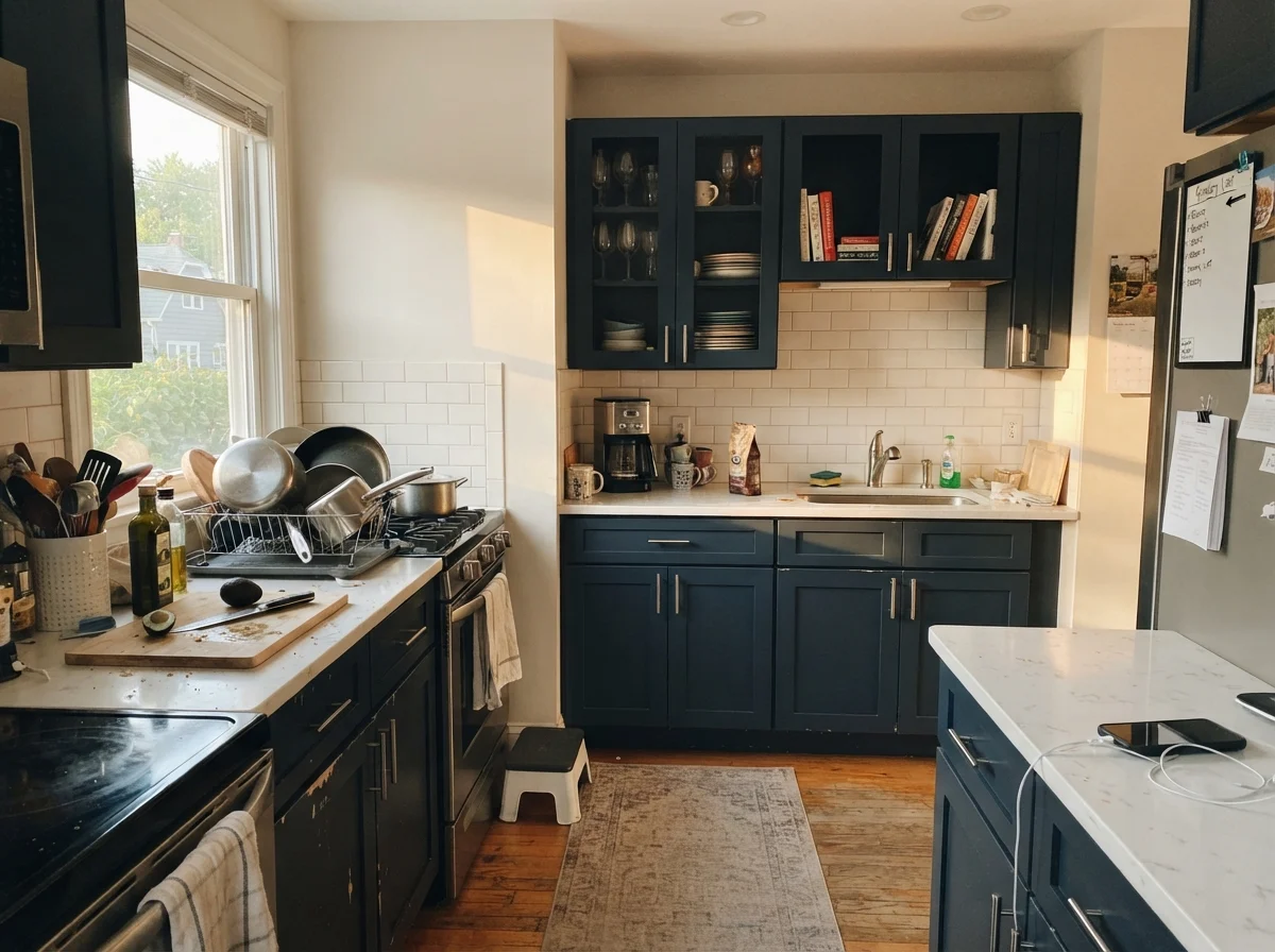 kitchen with Sherwin-Williams Naval