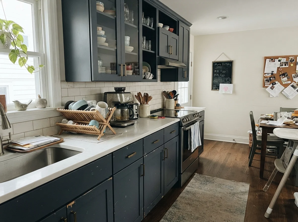 kitchen with Sherwin-Williams Charcoal Blue
