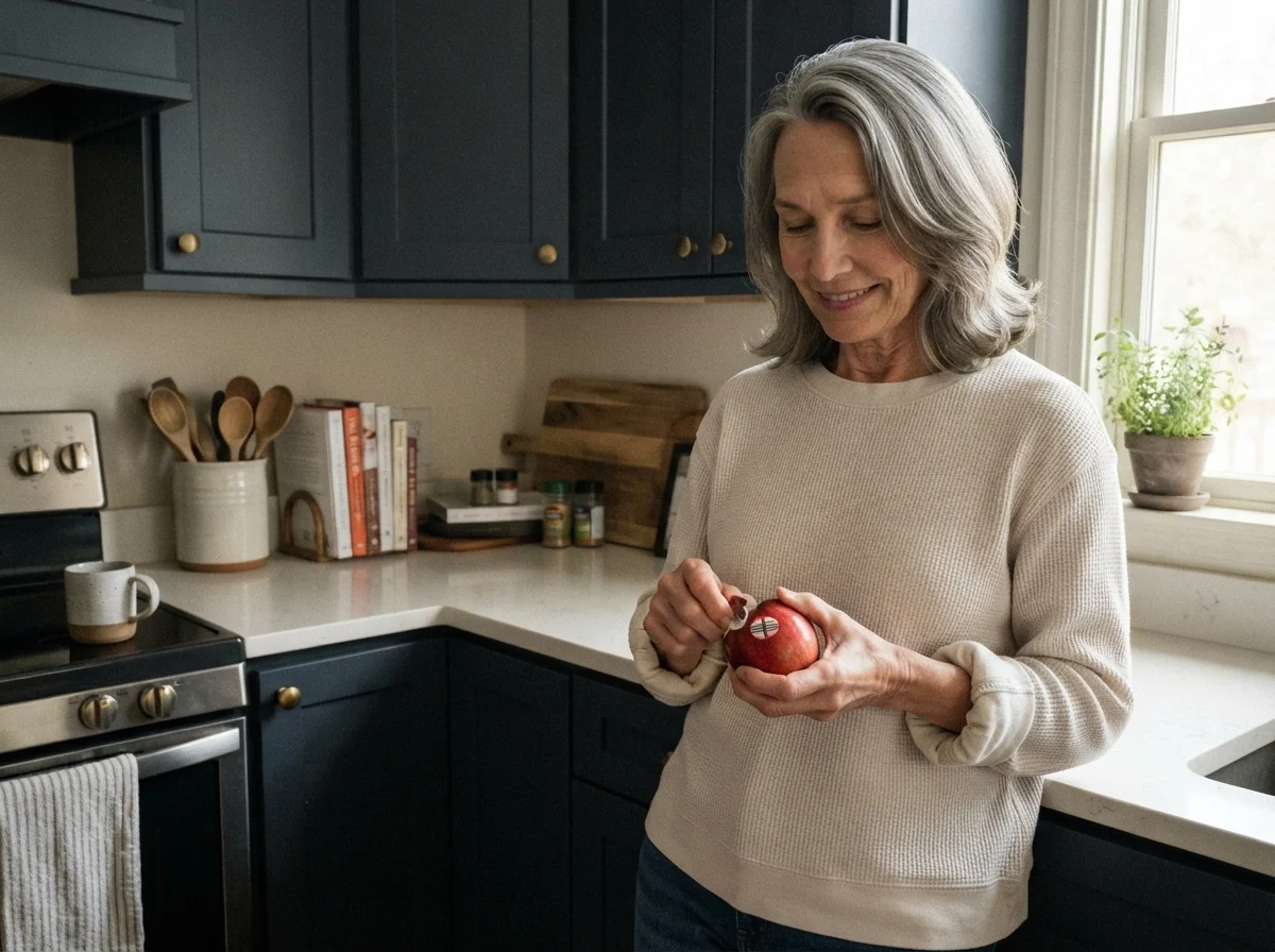 Susan Hartley working with paint in the kitchen